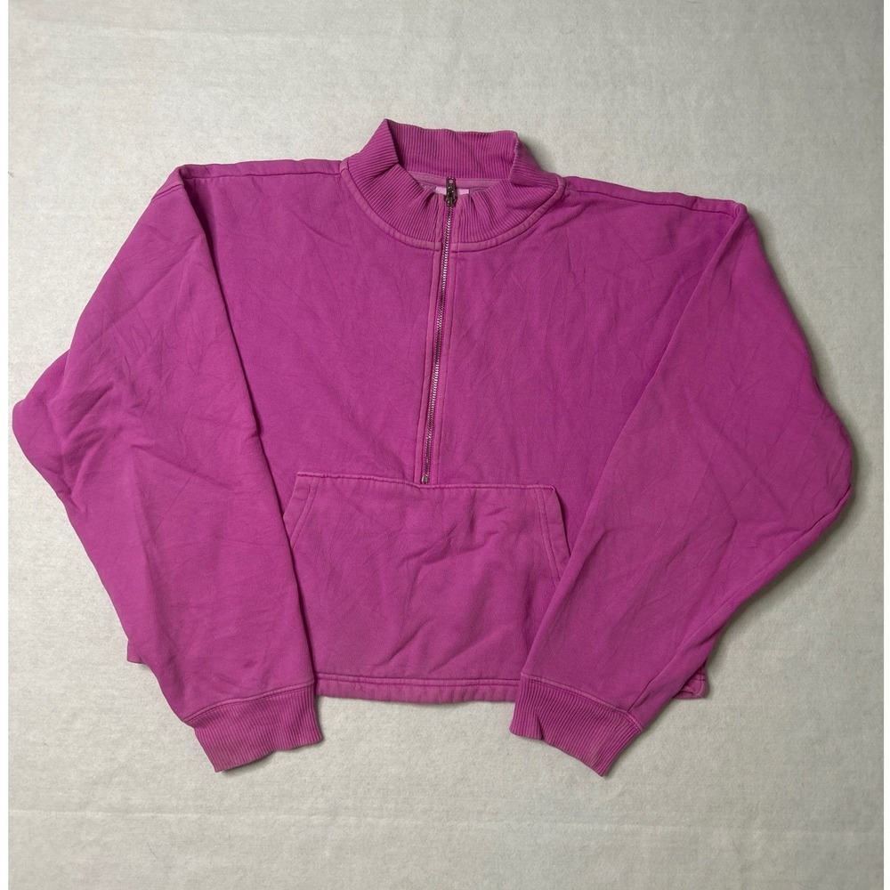 PINK Victoria's Secret Pink Crop 1/4 Zip Sweatshirt‎ Pullover Fleece Small